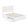 AFI Canyon King Wood Platform Bed with Footboard & 2 Storage Drawers in White