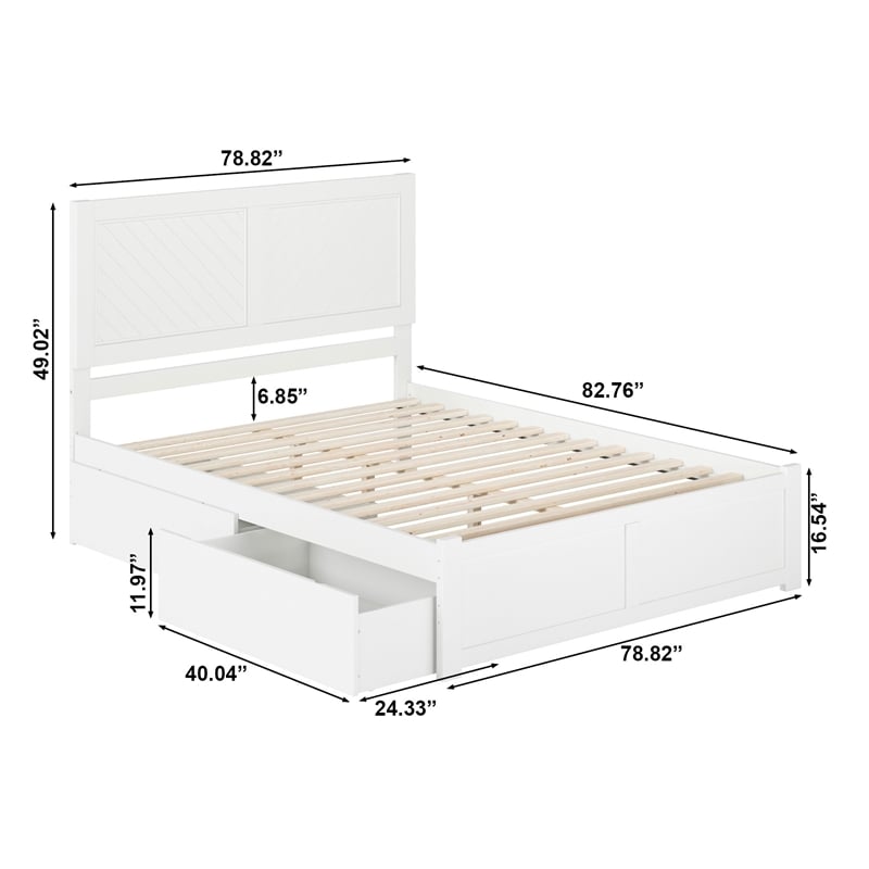 AFI Canyon King Wood Platform Bed with Footboard & 2 Storage Drawers in White