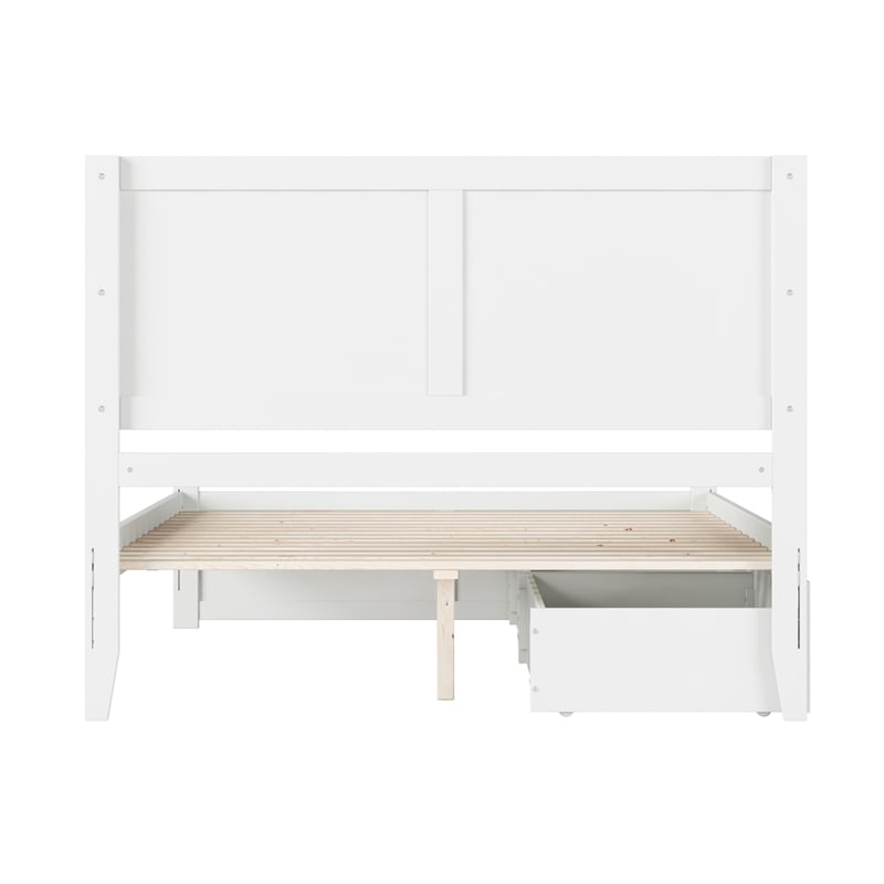 AFI Canyon King Wood Platform Bed with Footboard & 2 Storage Drawers in White
