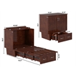 Nantucket Twin Wood Murphy Bed Chest w/ Mattress and Built-in Charger in Walnut