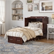 Nantucket Twin Wood Murphy Bed Chest w/ Mattress and Built-in Charger in Walnut