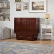 Nantucket Twin Wood Murphy Bed Chest w/ Mattress and Built-in Charger in Walnut