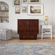 Nantucket Twin Wood Murphy Bed Chest w/ Mattress and Built-in Charger in Walnut