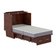 AFI Sydney Twin Solid Wood Murphy Bed Chest with Mattress in Walnut
