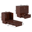 AFI Sydney Twin Solid Wood Murphy Bed Chest with Mattress in Walnut