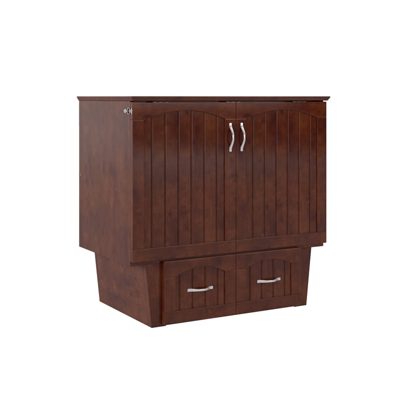 AFI Sydney Twin Solid Wood Murphy Bed Chest with Mattress in Walnut