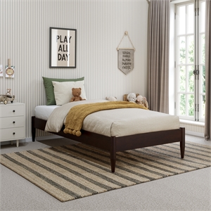 Pasadena 14&quot Twin Low Profile Wood Platform Bed in Espresso