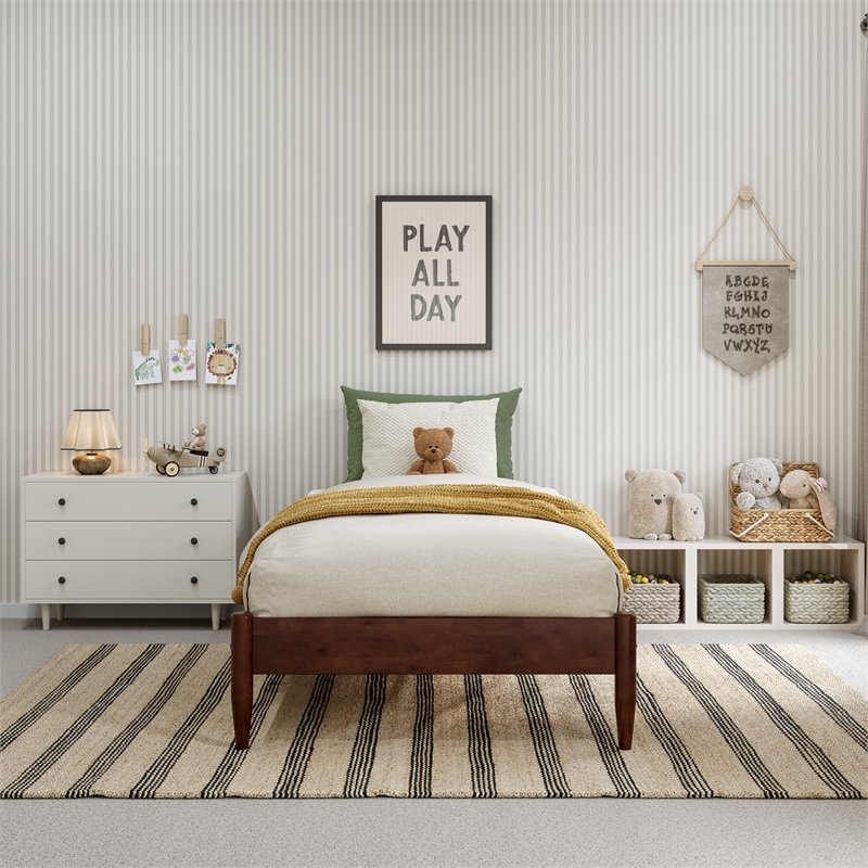 Pasadena Twin Low Profile Wood Platform Bed in Walnut