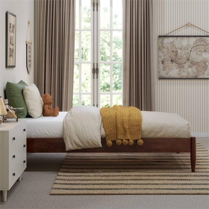 Pasadena Twin Low Profile Wood Platform Bed in Walnut