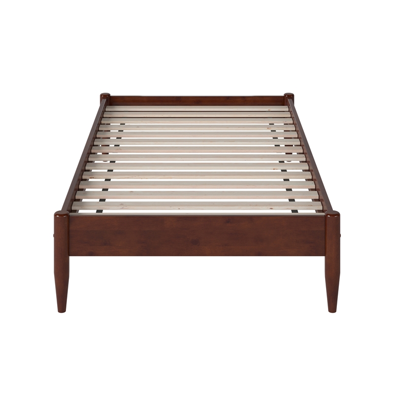 Pasadena Twin Low Profile Wood Platform Bed in Walnut