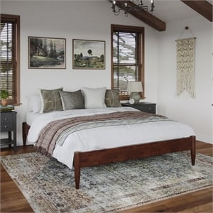 Pasadena 12&quot Queen Low Profile Platform Bed in Walnut
