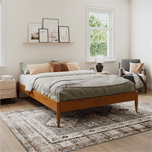 Pasadena 12&quot Queen Low Profile Solid Wood Platform Bed in Light Toffee