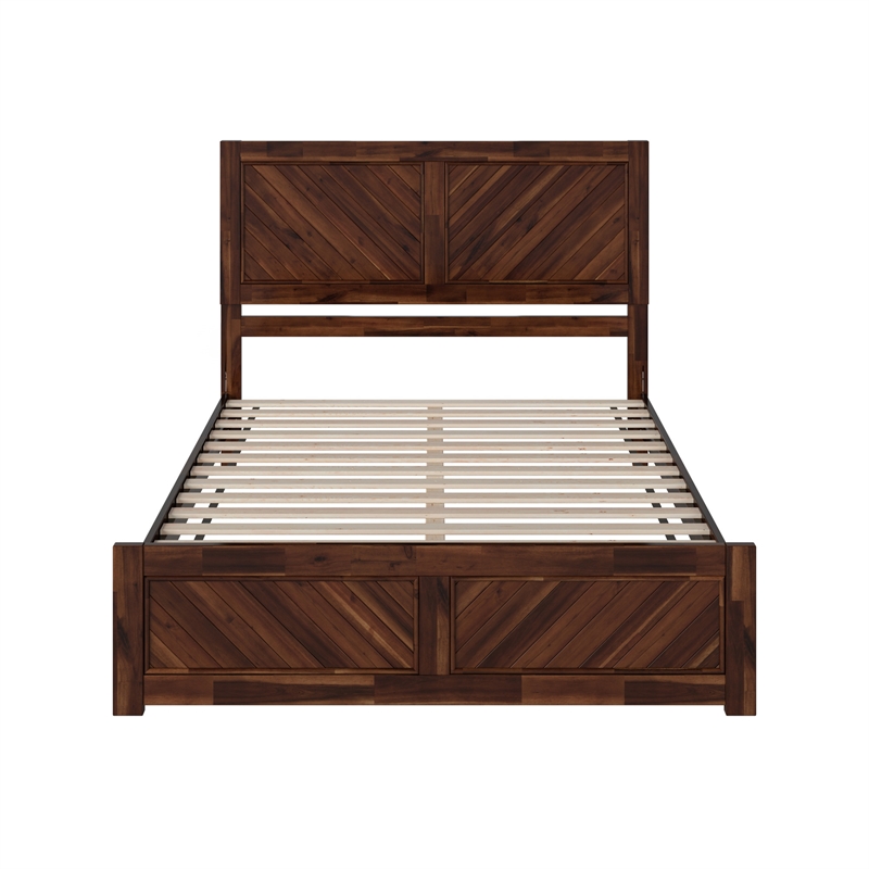 Berkshire Queen Low Wood Platform Bed with Matching Footboard in Barnwood