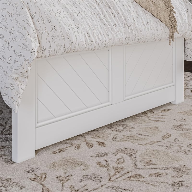 Canyon Twin Wood Platform Bed with Matching Footboard in White