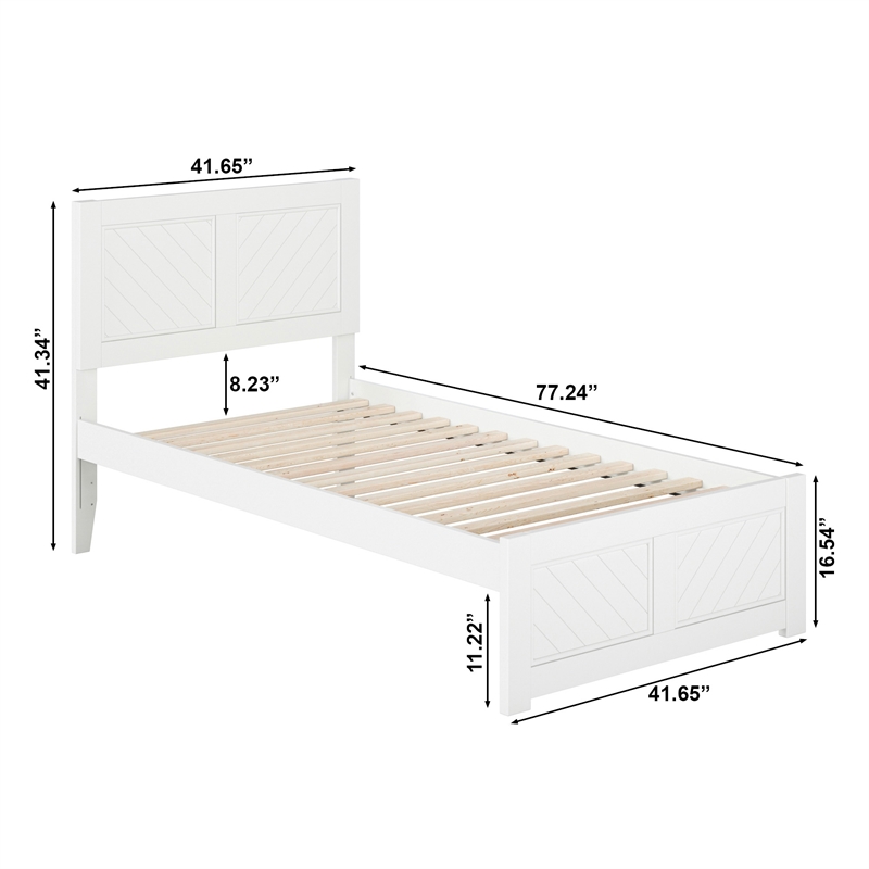 Canyon Twin Wood Platform Bed with Matching Footboard in White