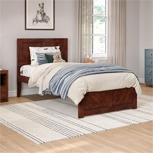 Canyon Twin Wood Platform Bed with Matching Footboard in Walnut