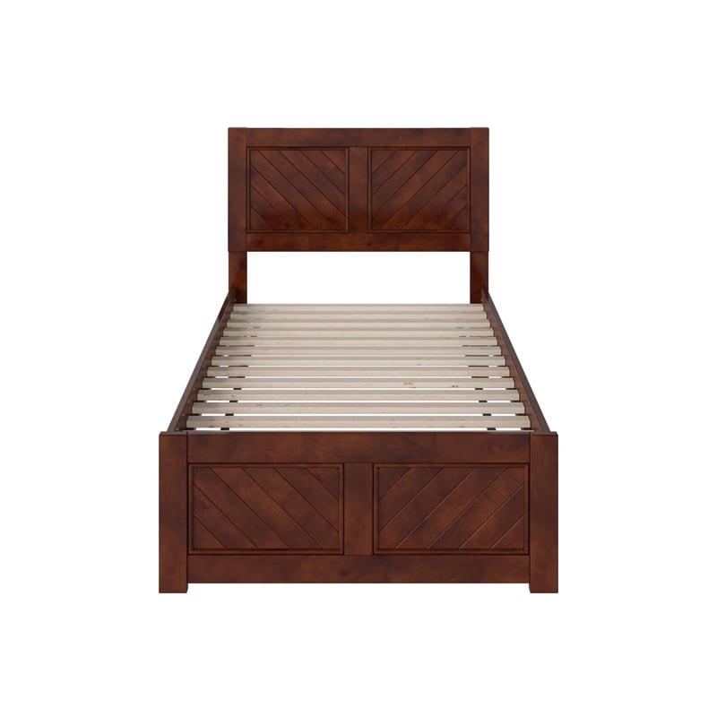 Canyon Twin Wood Platform Bed with Matching Footboard in Walnut