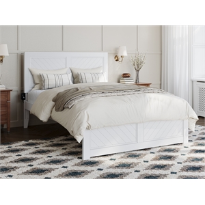 afi canyon wood full platform bed with matching footboard in white