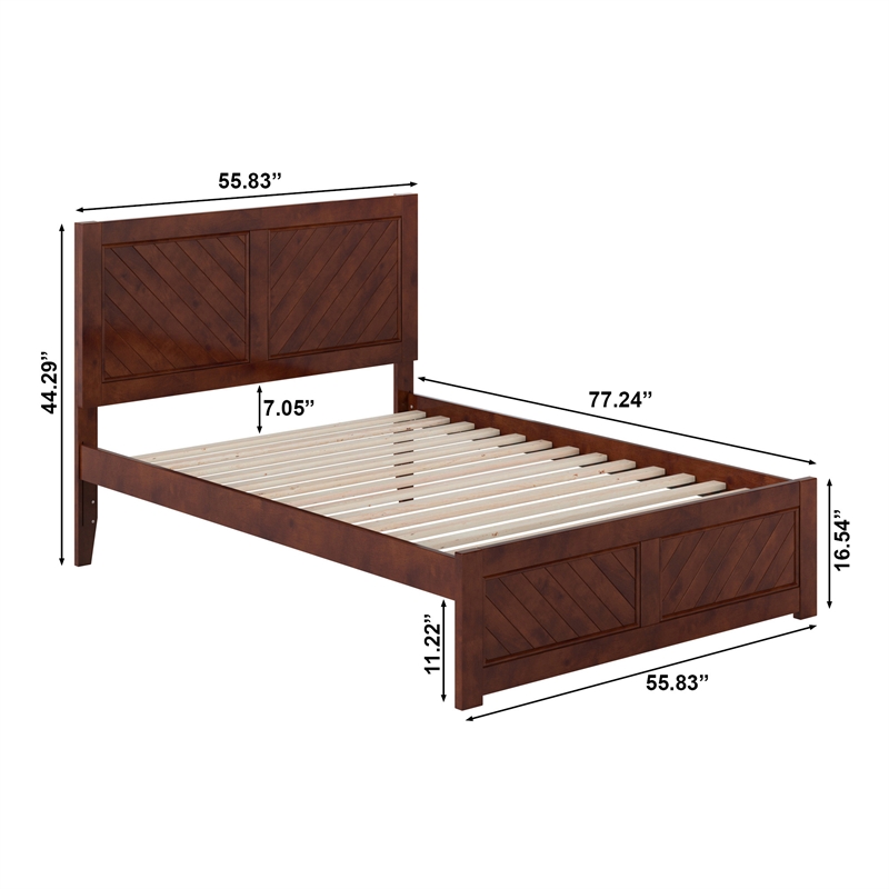 Canyon Full Wood Platform Bed with Matching Footboard in Walnut