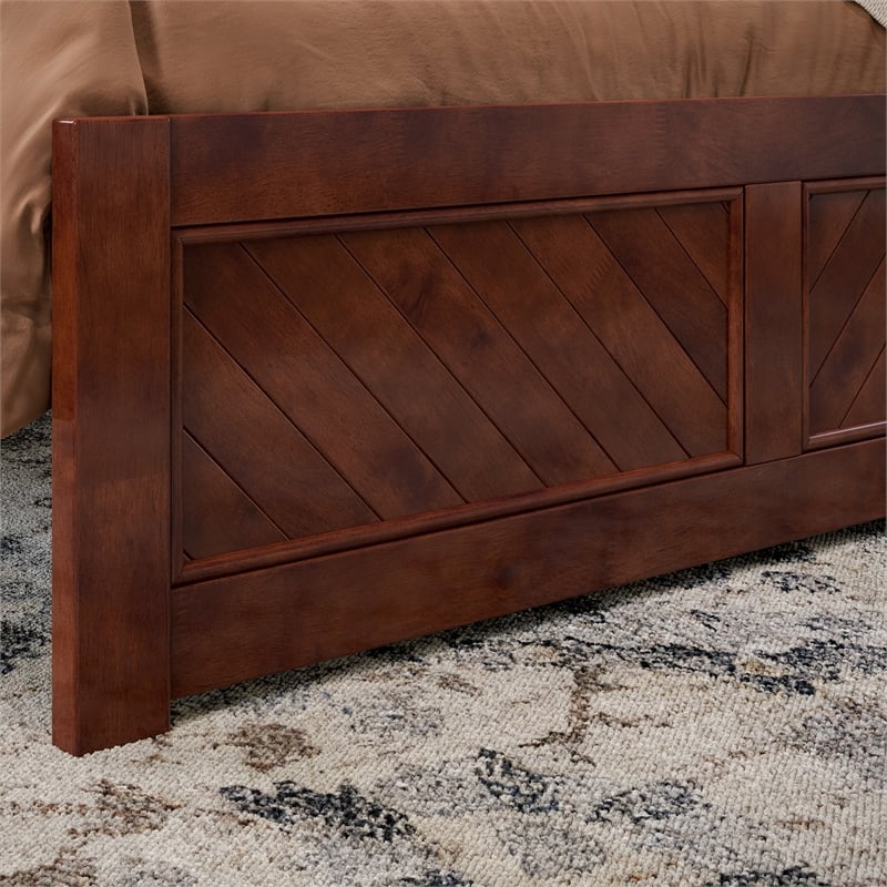 Canyon Full Wood Platform Bed with Matching Footboard in Walnut