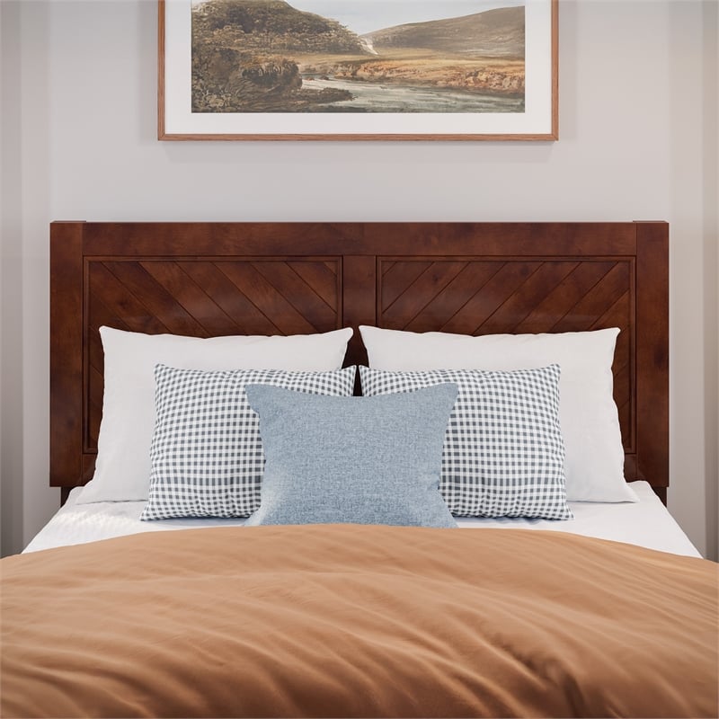 Canyon Full Wood Platform Bed with Matching Footboard in Walnut