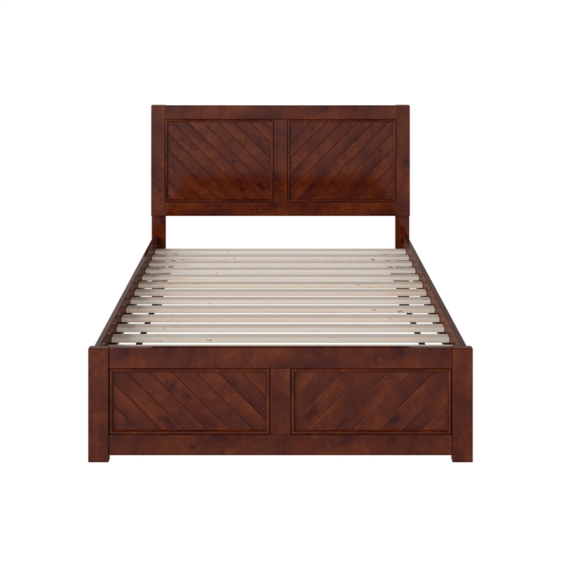 Canyon Full Wood Platform Bed with Matching Footboard in Walnut