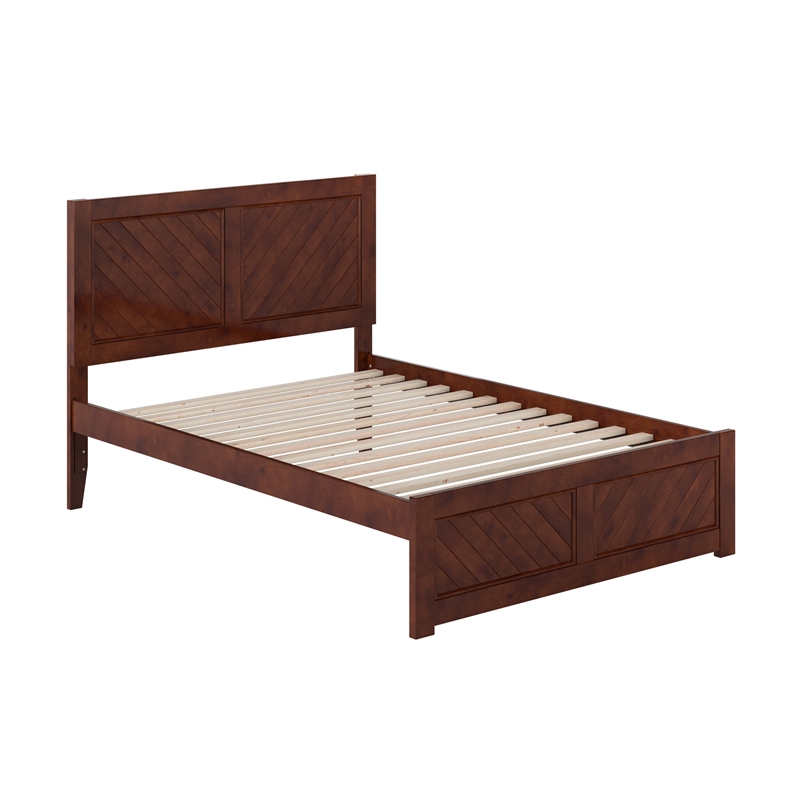 Canyon Full Wood Platform Bed with Matching Footboard in Walnut