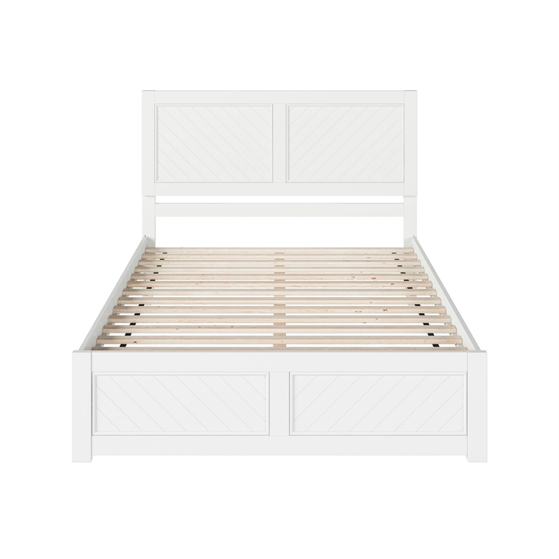 Canyon Queen Wood Platform Bed with Matching Footboard in White
