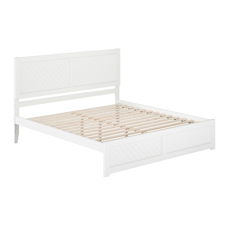 Canyon King Wood Platform Bed with Matching Footboard in White