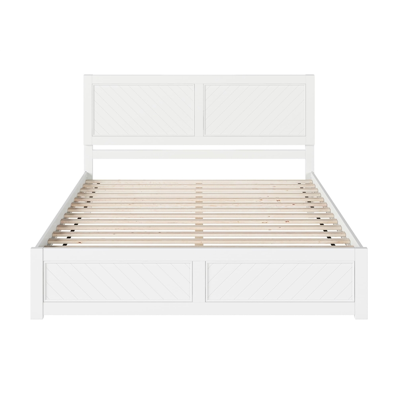 Canyon King Wood Platform Bed with Matching Footboard in White