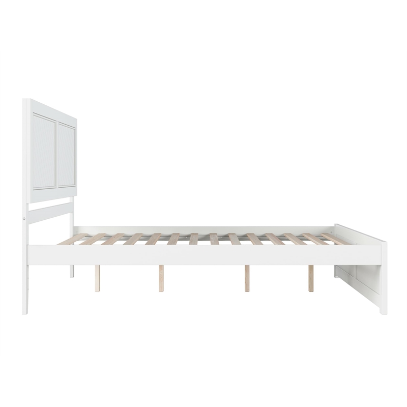 Canyon King Wood Platform Bed with Matching Footboard in White