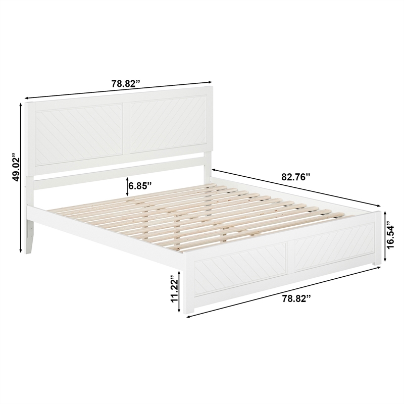Canyon King Wood Platform Bed with Matching Footboard in White