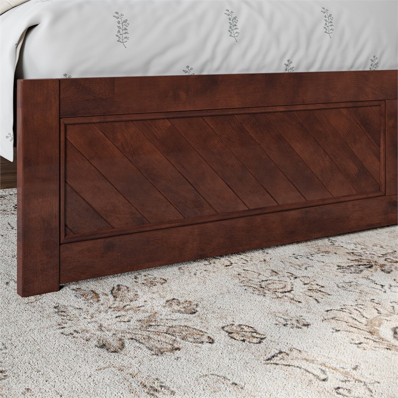 Canyon King Wood Platform Bed with Matching Footboard in Walnut