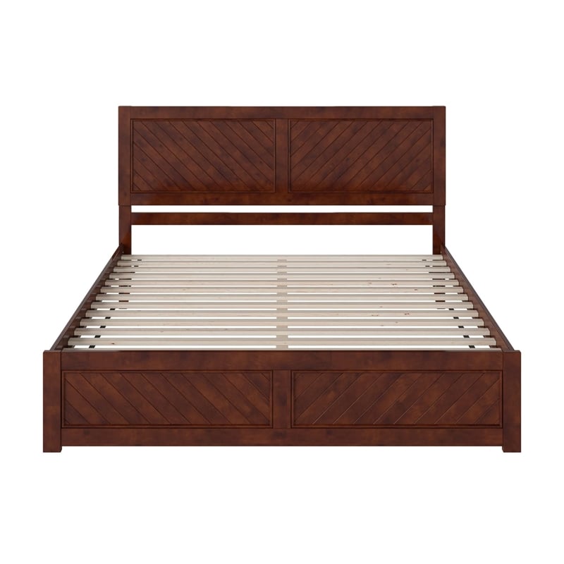 Canyon King Wood Platform Bed with Matching Footboard in Walnut