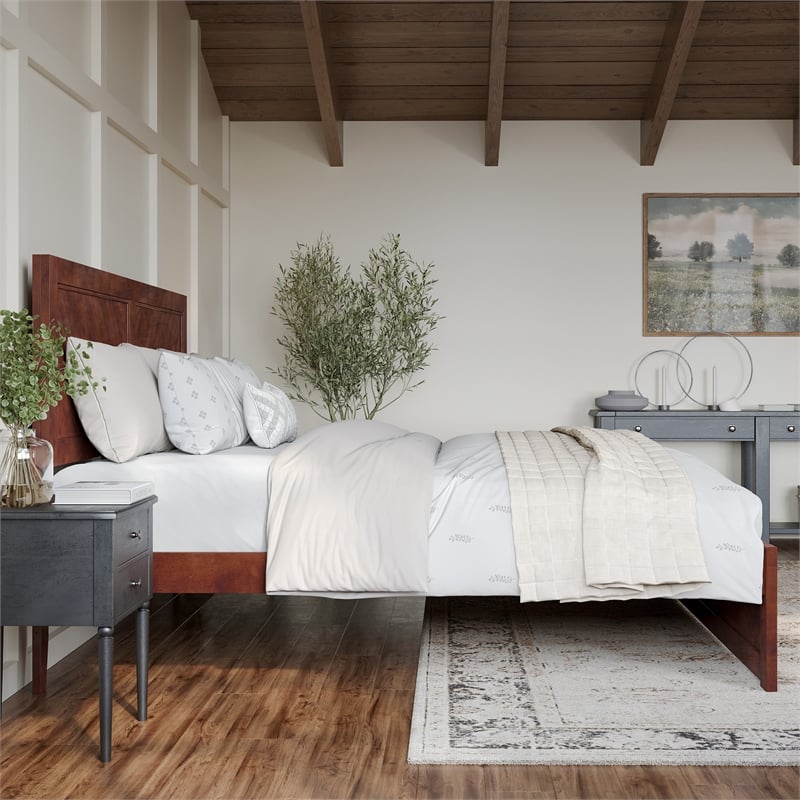 Canyon King Wood Platform Bed with Matching Footboard in Walnut