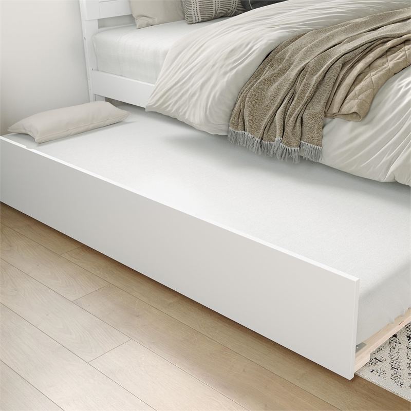 Canyon King Wood Platform Bed with Matching Footboard & Twin XL Trundle in White