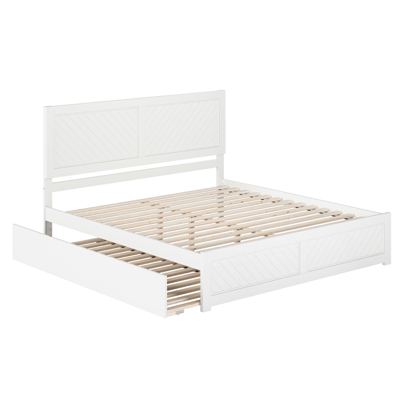 Canyon King Wood Platform Bed with Matching Footboard & Twin XL Trundle in White