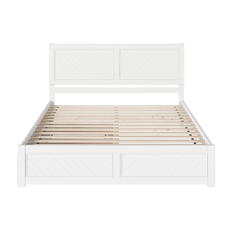 Canyon King Wood Platform Bed with Matching Footboard & Twin XL Trundle in White