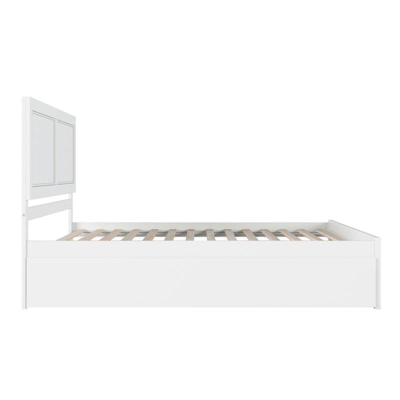 Canyon King Wood Platform Bed with Matching Footboard & Twin XL Trundle in White