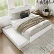 Canyon King Wood Platform Bed with Matching Footboard & Twin XL Trundle in White
