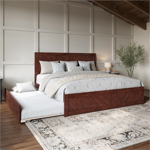 Canyon King Wood Platform Bed with Matching Footboard & Trundle in Walnut