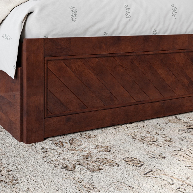Canyon King Wood Platform Bed with Matching Footboard & Trundle in Walnut