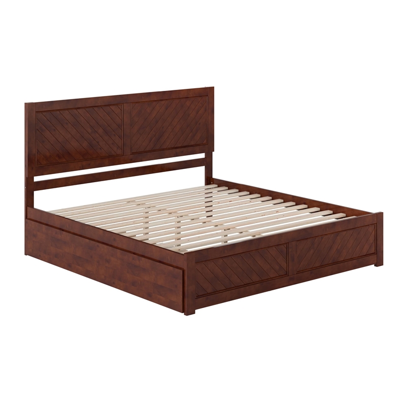 Canyon King Wood Platform Bed with Matching Footboard & Trundle in Walnut