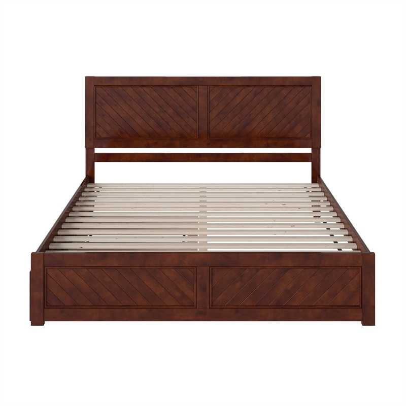 Canyon King Wood Platform Bed with Matching Footboard & Trundle in Walnut