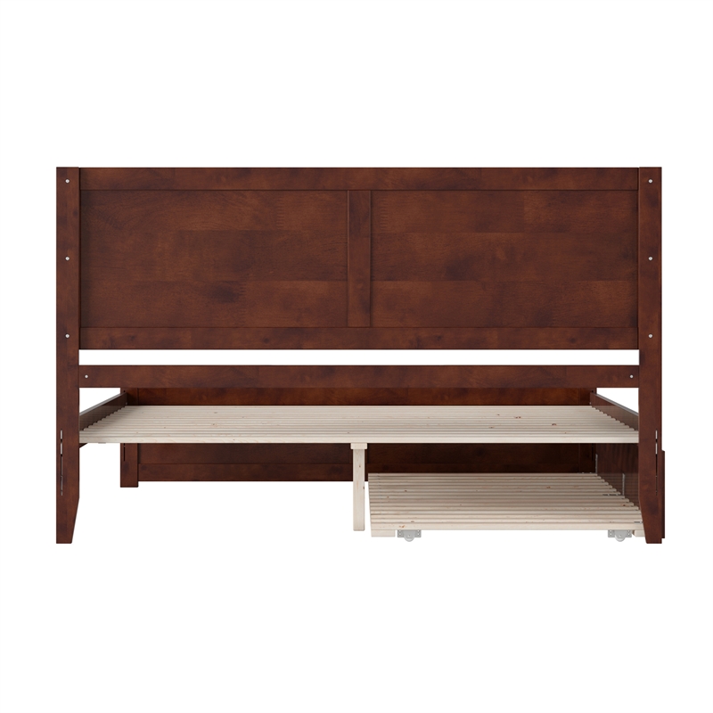 Canyon King Wood Platform Bed with Matching Footboard & Trundle in Walnut