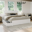 Canyon King Storage Wood Platform Bed with Matching Footboard in White