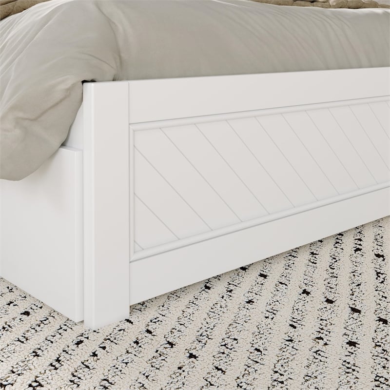 Canyon King Storage Wood Platform Bed with Matching Footboard in White