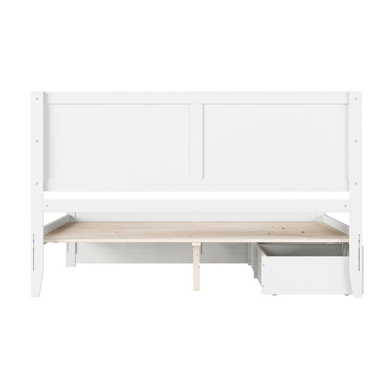 Canyon King Storage Wood Platform Bed with Matching Footboard in White