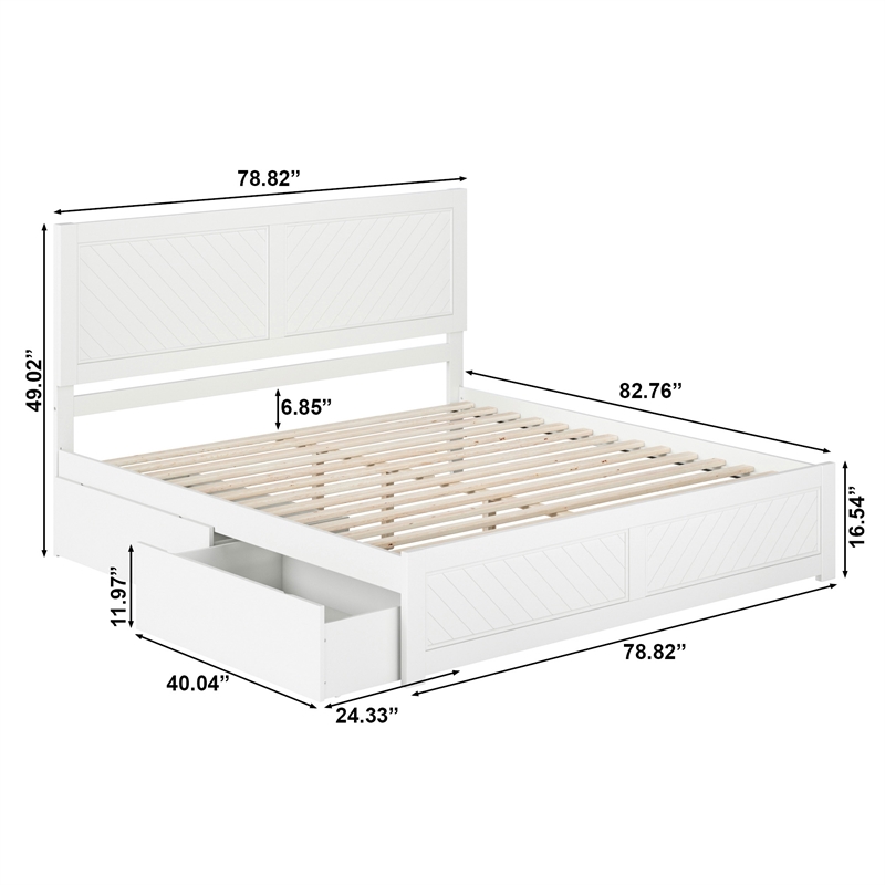 Canyon King Storage Wood Platform Bed with Matching Footboard in White