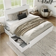 Canyon King Storage Wood Platform Bed with Matching Footboard in White